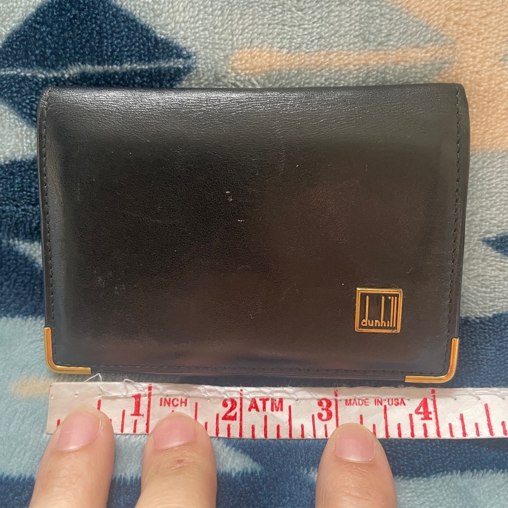 Dunhill Calf Leather Card Holder with Gold Tone Accents